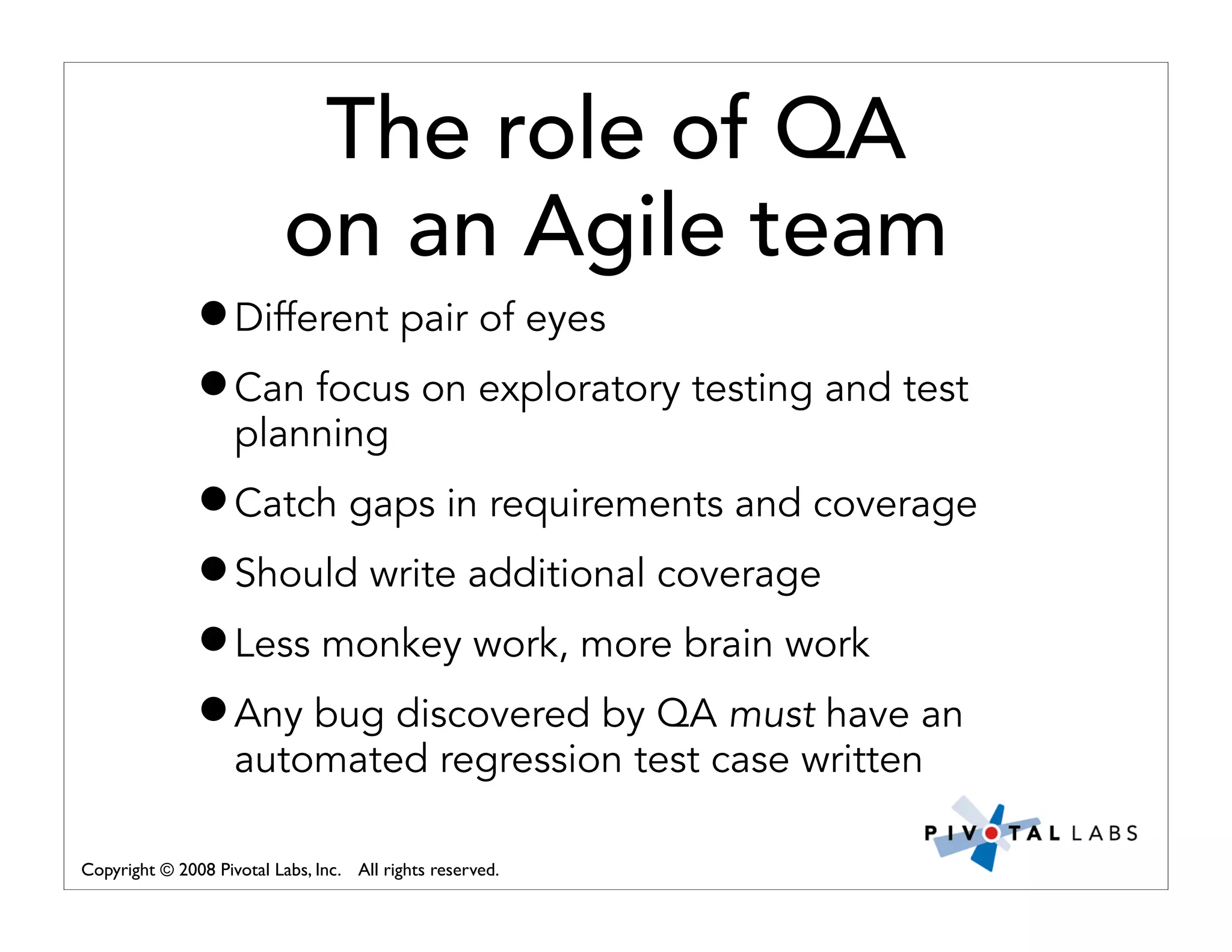 Pivotal Labs Open View Presentation Quality Assurance And Developer Testing