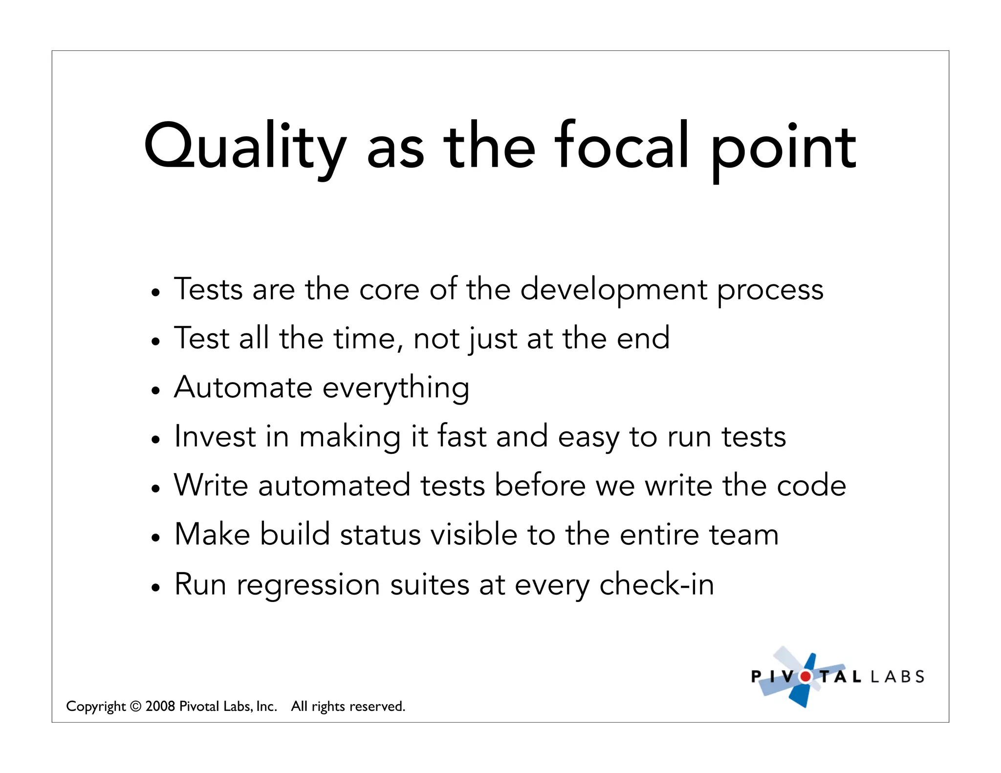 Pivotal Labs Open View Presentation Quality Assurance And Developer Testing