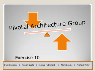Pivotal Architecture Group Exercise 10 Don Brancato        Neeraj Gupta       Joshua McDonald          Mark Bowne       Michael Miller     