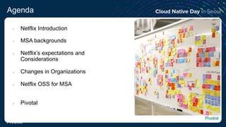 Agenda
■ Netflix Introduction
■ MSA backgrounds
■ Netflix’s expectations and
Considerations
■ Changes in Organizations
■ Netflix OSS for MSA
■ Pivotal
© Copyright 2018 Pivotal Software, Inc. All rights reserved.
 