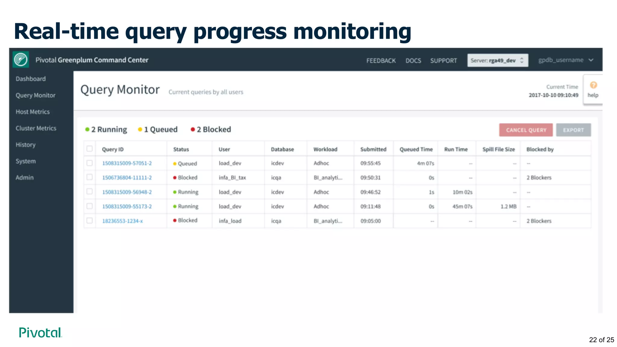 Real-time query progress monitoring
22 of 25
 
