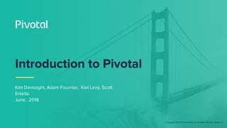 © Copyright 2017 Pivotal Software, Inc. All rights Reserved. Version 1.0
Introduction to Pivotal
Kim Devooght, Adam Fournier, Kiel Levy, Scott
Erkkila
June, 2018
 