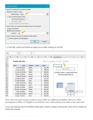 Pivottable Exmaple Problem Pivot table exasmples | PDF