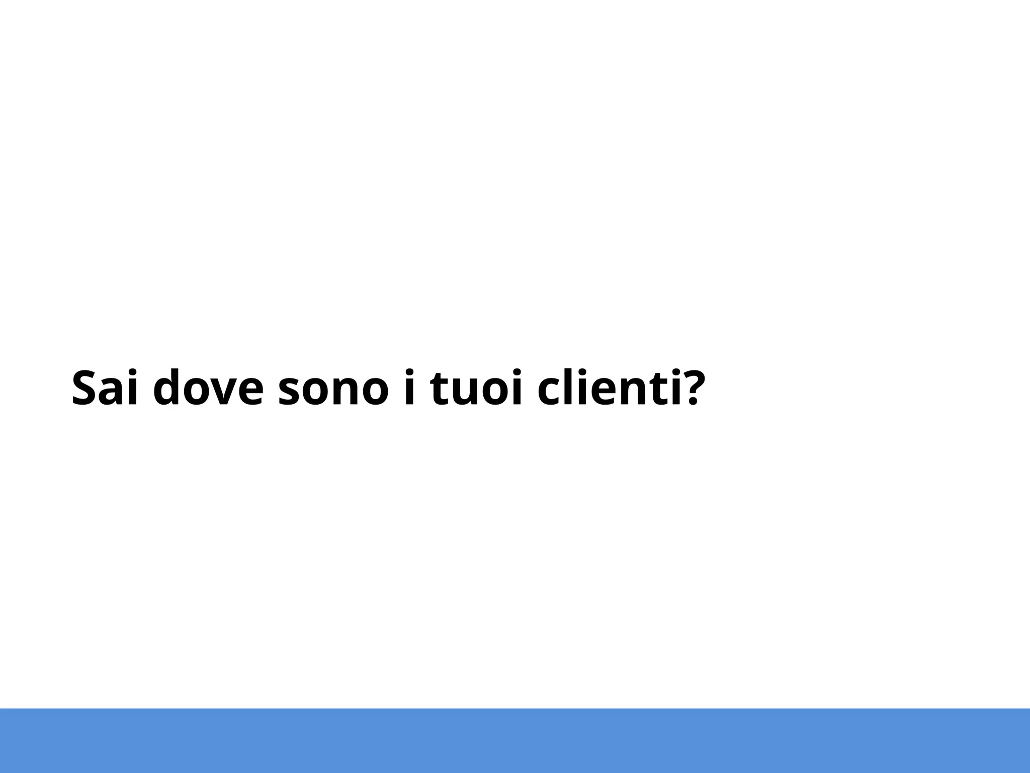 I tuoi clienti sono già attivi
sui social network.
!
Con molta probabilità,
stanno già parlando di te.
 