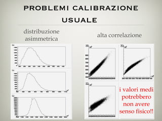 problemi calibrazione usuale  distribuzione asimmetrica alta correlazione i valori medi potrebbero non avere senso fisico!! 