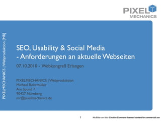 Vortrag: Anforderungen an moderne Webseiten - SEO, Usability & Social Media