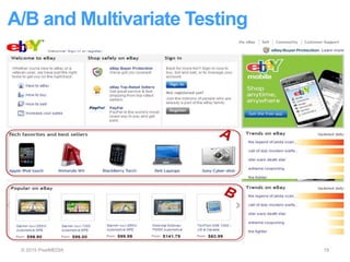 © 2015 PixelMEDIA 19
A/B and Multivariate Testing
 