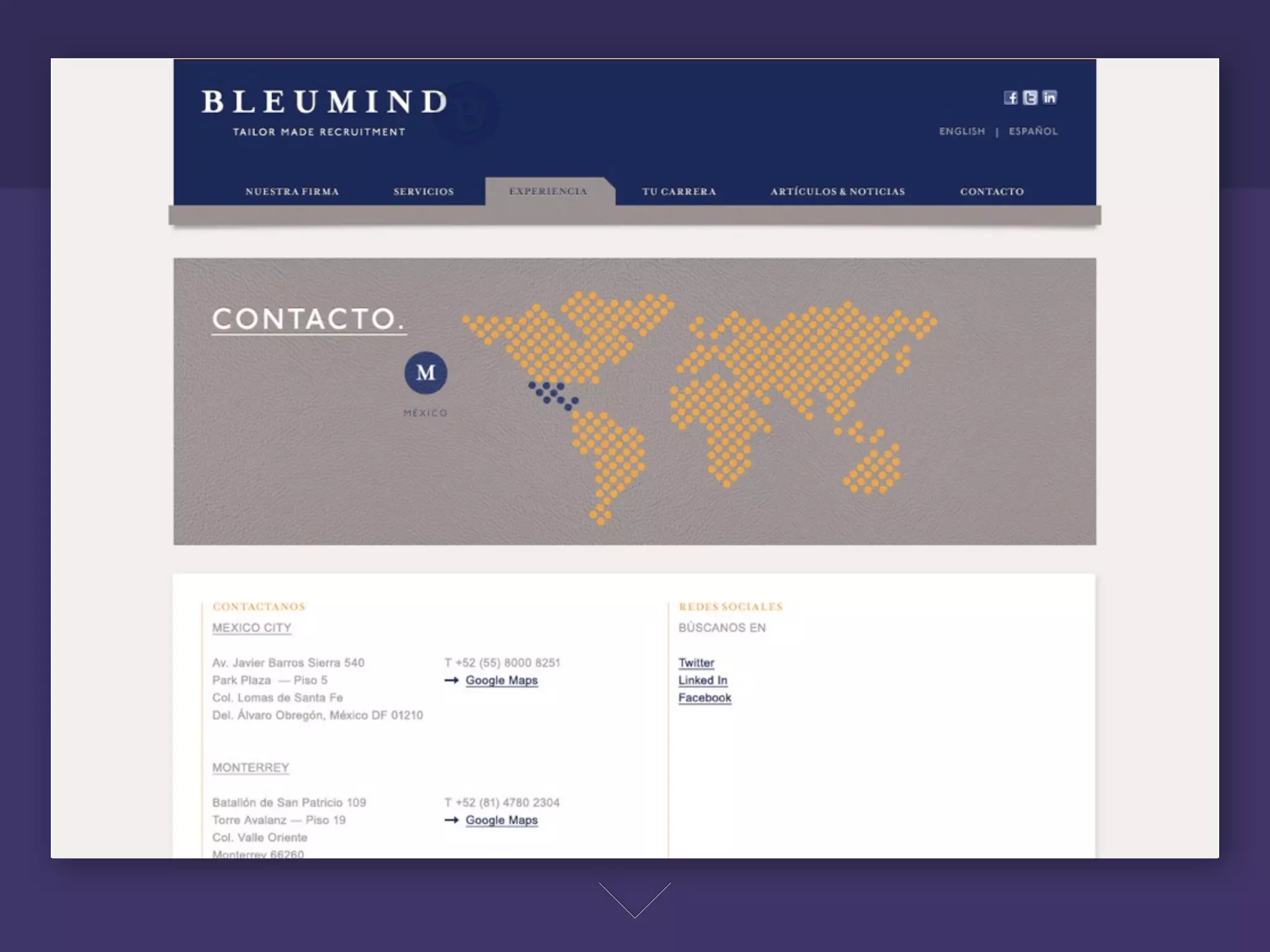 Para el sitio web se generó
iconografía basada en el monograma,
e ilustraciones modulares para
complementar el sitio. Se manejaron
pequeñas sombras y texturas para
comunicar mejor el estilo de la
marca.
 