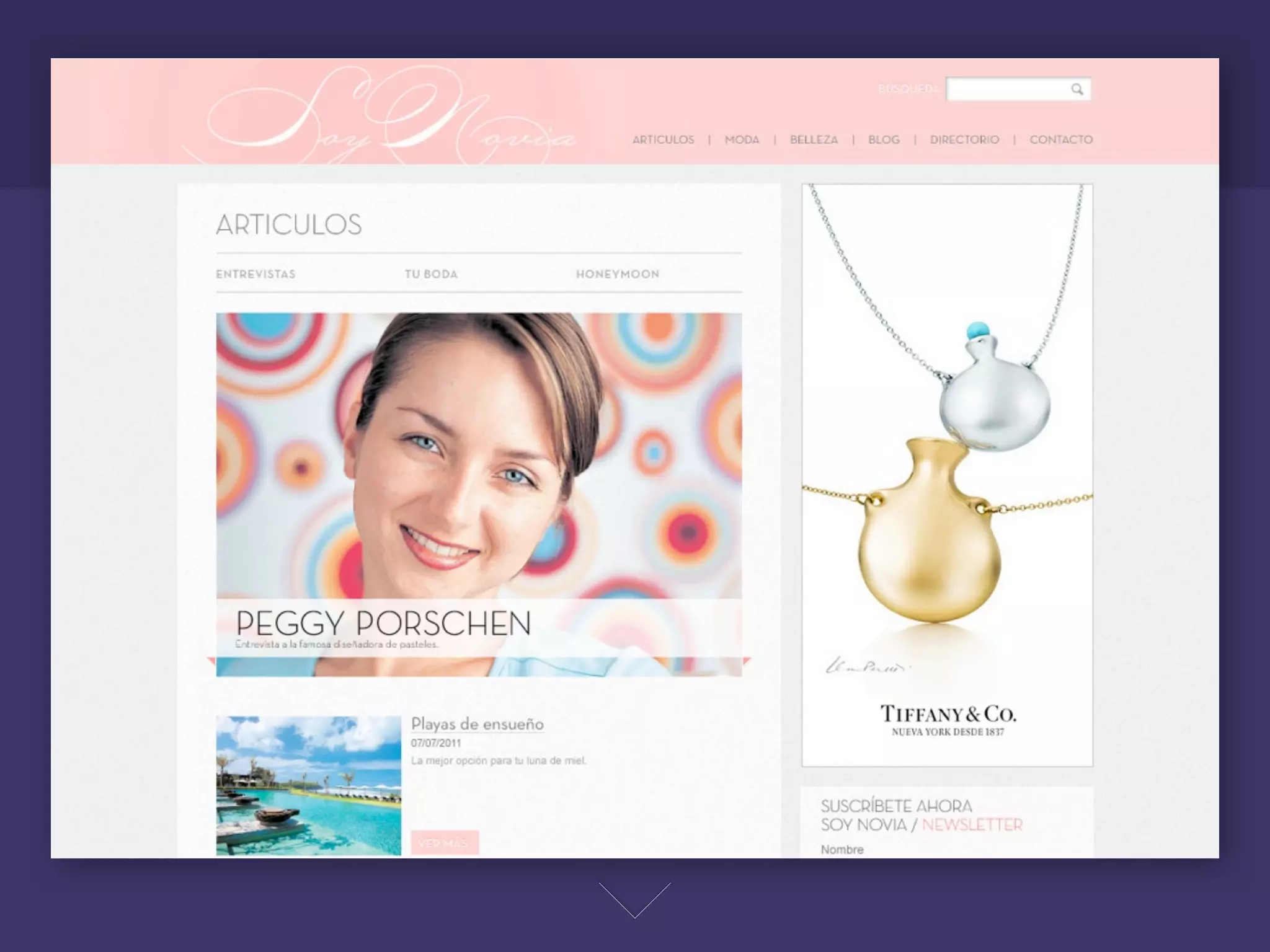 Esta es una vista interior de los artículos
dentro del sitio.
 