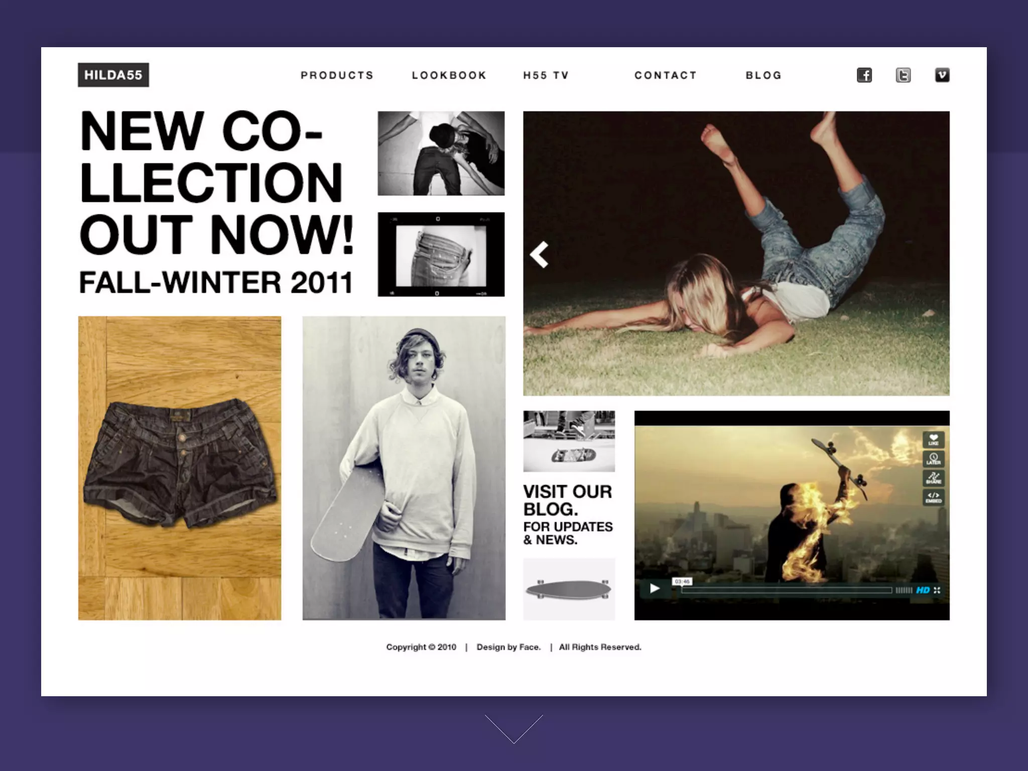 Hilda55 es una marca de jeans,
este proyecto solo esperaban una
propuesta conceptual del camino
que debería tomar la marca y
esto fue lo que se presentó en el
pitch.
 