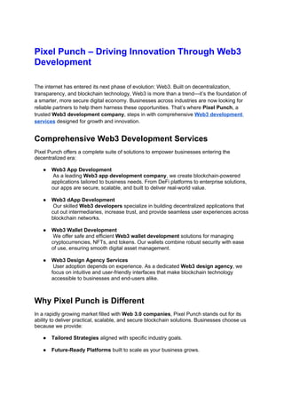 Pixel Punch – Building the Future with Web3 Development | DOCX
