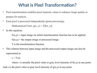 Pixel Transforms in computer vision and its applications | PPTX