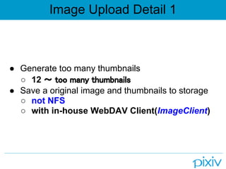 Image Upload Detail 1



● Generate too many thumbnails
  ○ 12 ～ too many thumbnails
● Save a original image and thumbnail...
