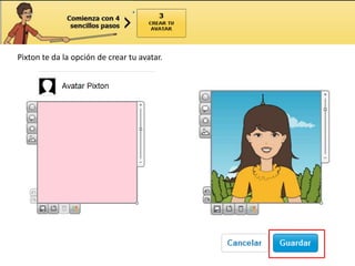 Pixton te da la opción de crear tu avatar.
 