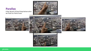 Parallax
A big, big part of how things behave when
we move our field of view
 