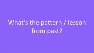 BackupWhat’s the pattern / lesson
from past?
 