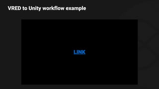 VRED to Unity workflow example
LINK
 