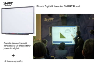 Pizarra Digital Interactiva SMART Board   Pantalla interactiva táctil conectada a un ordenador y proyector digital . + Software específico 
