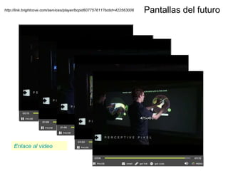 Pantallas del futuro Enlace al video http://link.brightcove.com/services/player/bcpid607757611?bctid=422563006 