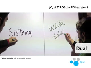 SMART Board 600 dual en Bett 2010 - Londres
Dual
¿Qué TIPOS de PDI existen?
qué
 