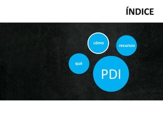 PDI
recursos
cómo
qué
ÍNDICE
 