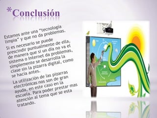 ElementosOrdenador multimediosProyectorMedio de conexiónPantalla interactivaSoftware de la pizarra interactiva