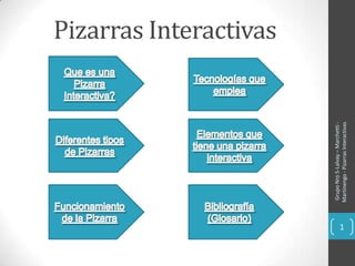 Pizarras Interactivas
1
GrupoNro5-Lalvay–Marchetti-
Martinengo-PizarrasInteractivas
 