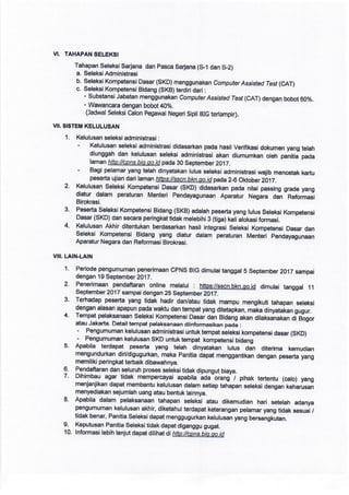 Pengumuman Seleksi CPNS Badan Informasi Geospasial (BIG) TA. 2017 | PDF