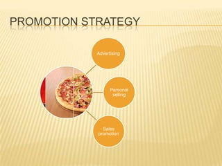 PROMOTION STRATEGY
Advertising
Personal
selling
Sales
promotion
 