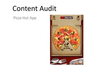 Content Audit
Pizza Hut App
 