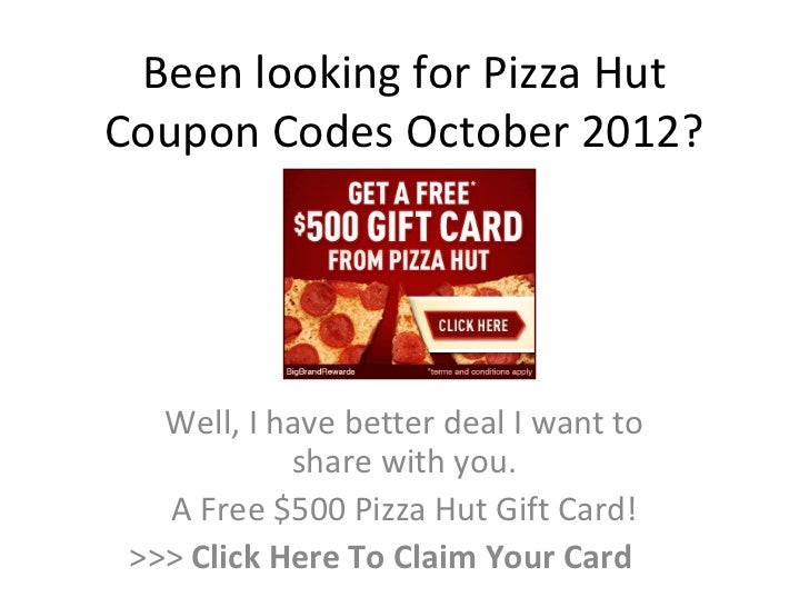 Free coupon codes for pizza hut