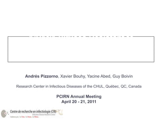 Generation and Characterization of Recombinant Pandemic Influenza A/H1N1 Viruses Resistant to Neuraminidase Inhibitors Andrés Pizzorno, Xavier Bouhy, Yacine Abed, Guy Boivin Research Center in Infectious Diseases of the CHUL, Québec, QC, Canada PCIRN Annual Meeting April 20 - 21, 2011 