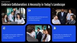 Embrace Collaboration: A Necessity in Today's Landscape
Organizations that prioritize teamwork
consistently outperform competitors
by embracing synergy.
In a rapidly evolving world, collaboration
is no longer just an option – it's a
strategic imperative.
Synergy helps you capitalize on this
trend, unlocking the potential for
exponential growth.
MARKET OVERVIEW
 