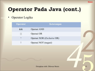 Pemrograman Berorientasi Objek I (Modul II) | PPT
