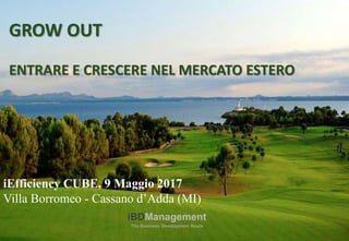 GROW OUT
ENTRARE E CRESCERE NEL MERCATO ESTERO
iEfficiency CUBE, 9 Maggio 2017
Villa Borromeo - Cassano d’Adda (MI)
 