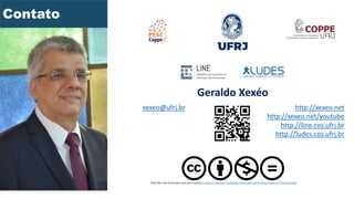 xexeo@ufrj.br
Este obra está licenciado com uma Licença Creative Commons Atribuição-NãoComercial-SemDerivações 4.0 Internacional.
http://xexeo.net
http://xexeo.net/youtube
http://line.cos.ufrj.br
http://ludes.cos.ufrj.br
Geraldo Xexéo
Contato
 