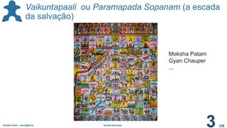 /34
Geraldo Xexéo - xexeo@ufrj.br Tétrade Elementar
3
Vaikuntapaali ou Paramapada Sopanam (a escada
da salvação)
Moksha Patam
Gyan Chauper
...
 