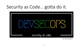 Security as Code… gotta do it.
43
By: Peter Benjamin
 