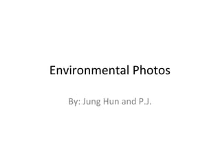 Environmental Photos
By: Jung Hun and P.J.
 