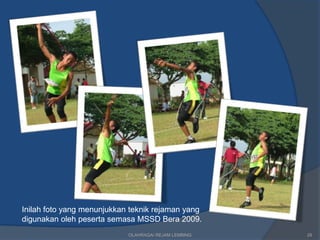 Inilah foto yang menunjukkan teknik rejaman yang
digunakan oleh peserta semasa MSSD Bera 2009.
                            OLAHRAGA/ REJAM LEMBING   28
 