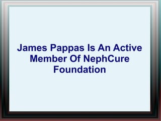 James Pappas Is An Active
  Member Of NephCure
      Foundation
 