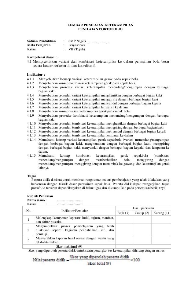 Rpp Pjok Smp Kelas Vii