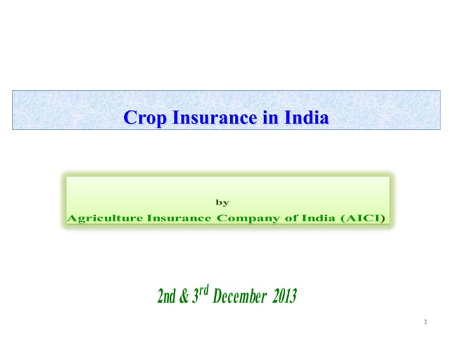 research paper on crop insurance in india