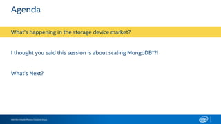 Intel Non-Volatile Memory Solutions Group
Agenda
What’s happening in the storage device market?
I thought you said this session is about scaling MongoDB*?!
What’s Next?
 