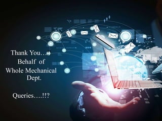 Thank You…!!
Behalf of
Whole Mechanical
Dept.
Queries….!!?
 