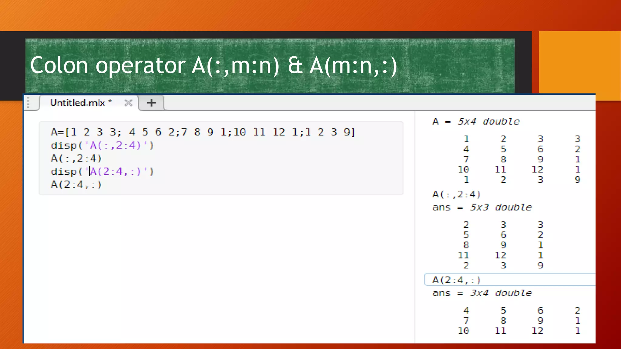 Basic matlab and matrix | PPTX | Computing | Technology & Computing