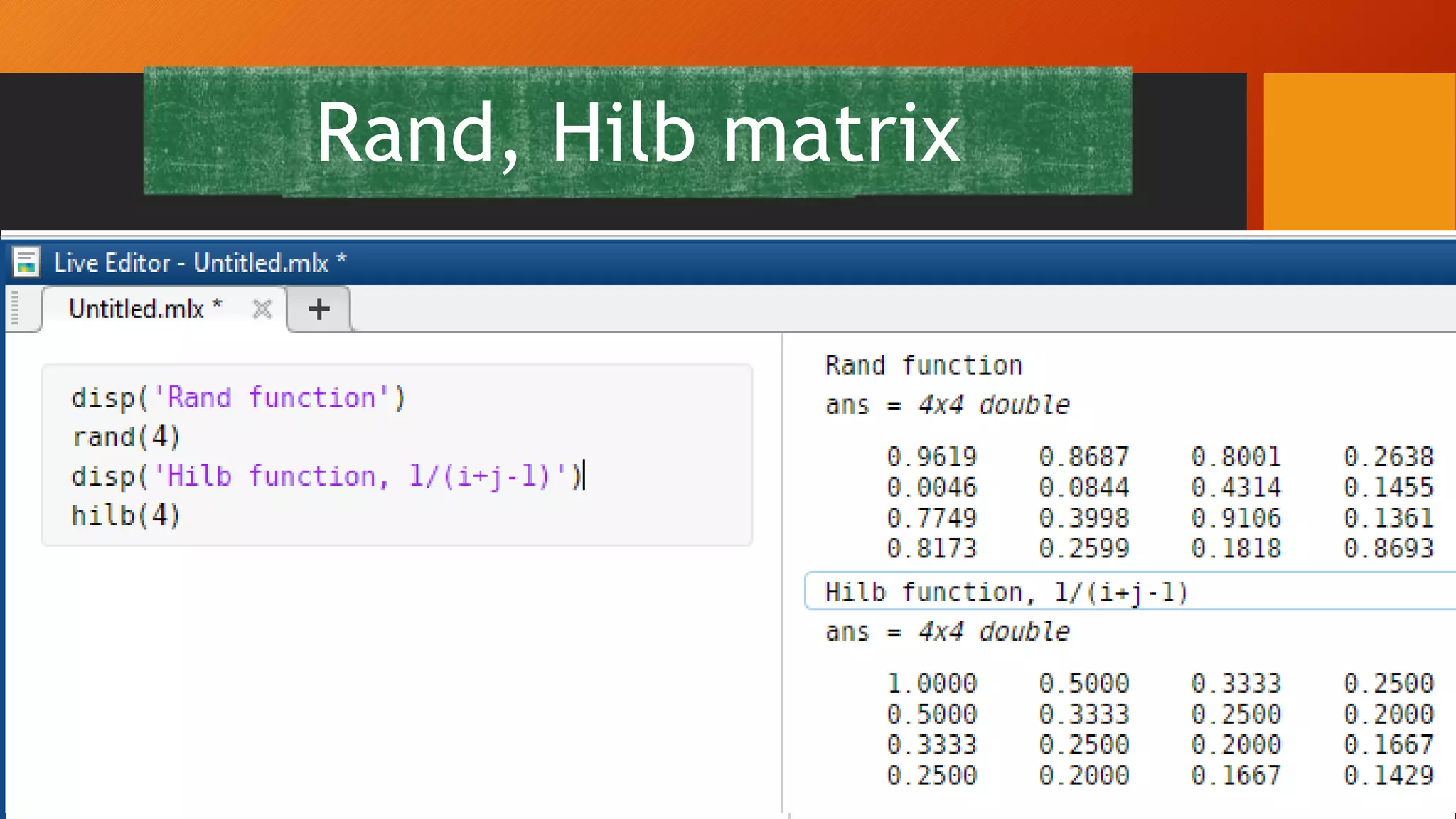 Basic matlab and matrix | PPTX | Computing | Technology & Computing