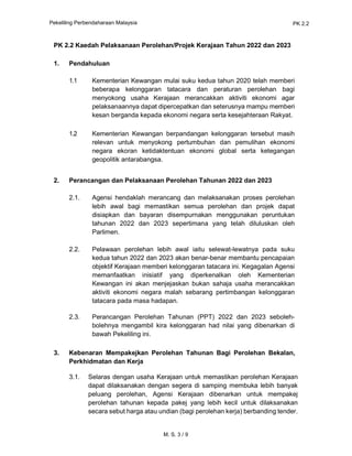 Pekeliling Perbendaharaan Malaysia PK 2.2
M. S. 3 / 9
PK 2.2 Kaedah Pelaksanaan Perolehan/Projek Kerajaan Tahun 2022 dan 2...
