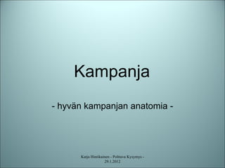 Kampanja   - hyvän kampanjan anatomia -  Katja Hintikainen - Polttava Kysymys - 29.1.2012 