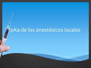 pKa de los anestésicos locales
 